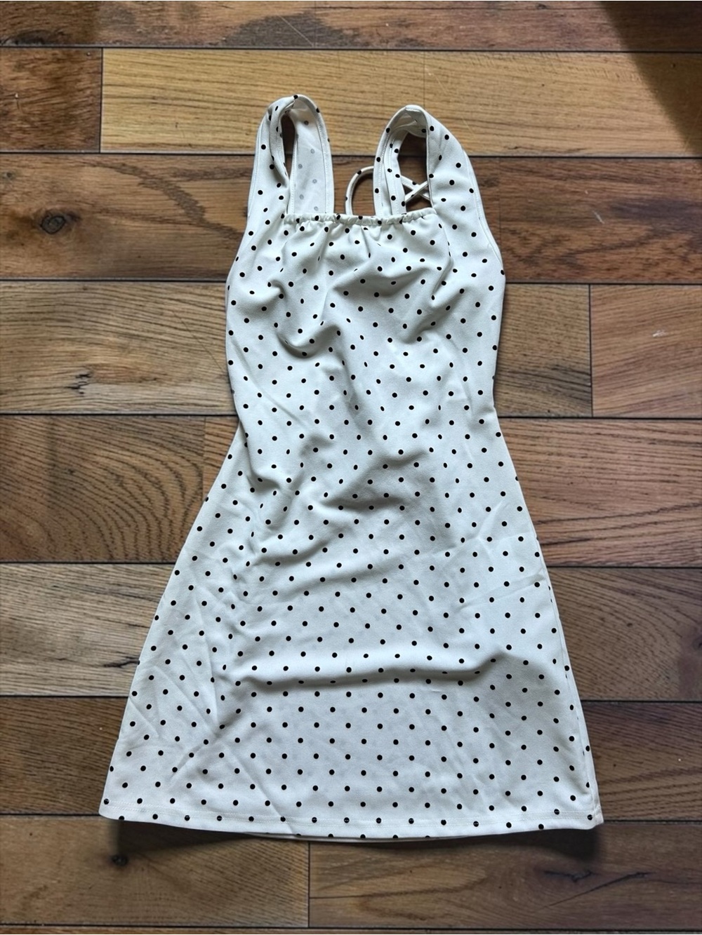 SHEIN White Black Polka Dot Lace Up Back Mini Dress Size S